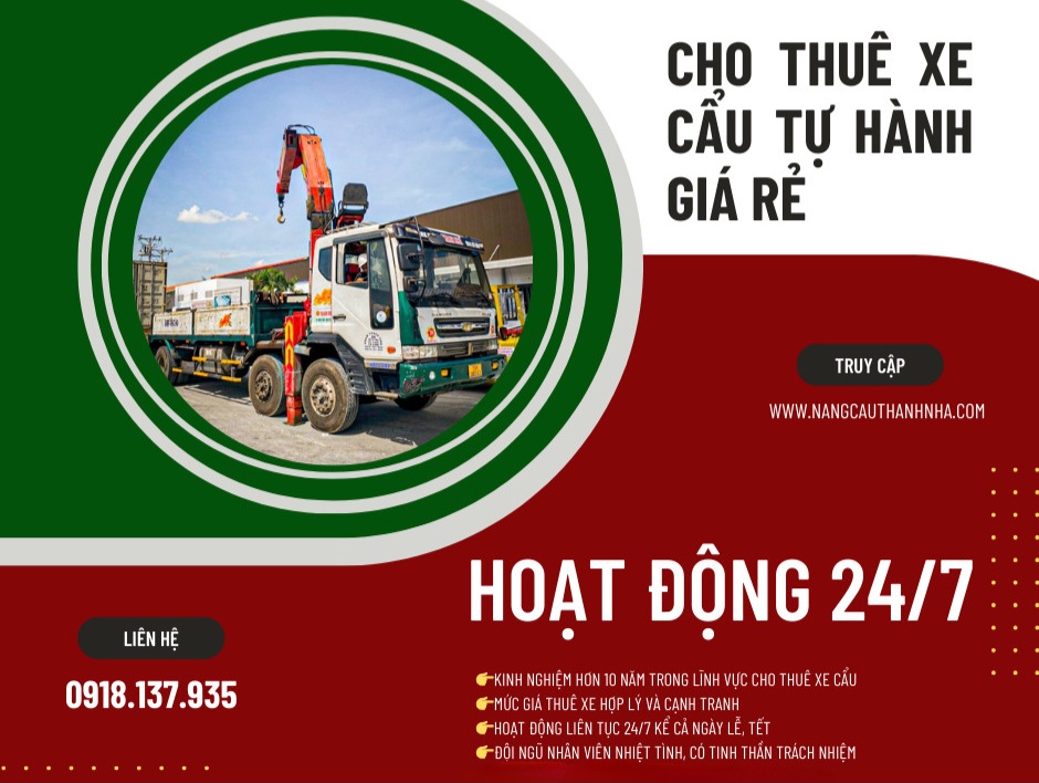 Cho Thuê Xe Cẩu Tự Hành 2 tấn, 3 tấn, 5 tấn, 8 tấn, 15 tấn 